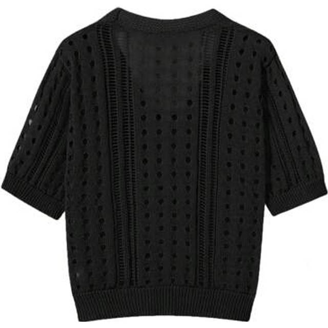 SHEIN Summer Casual Plus Size Short Sleeve Knitted Cardigan Sweater Top For Women