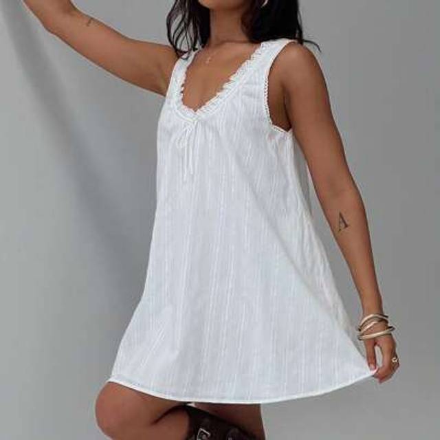 SHEIN Women Summer Sleeveless Lace Mini Dress Front Tie Casual Short Party Dress