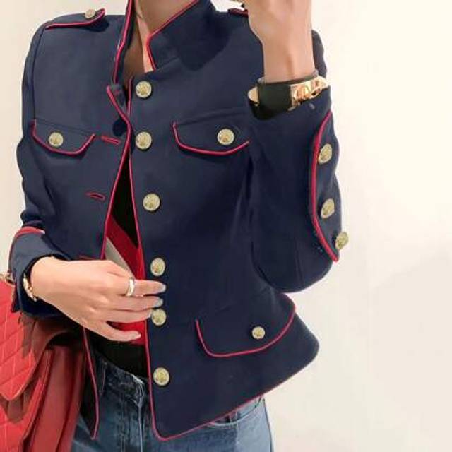 INAWLY Plus Size Women Contrast Color Long Sleeve Jacket, Spring/Autumn