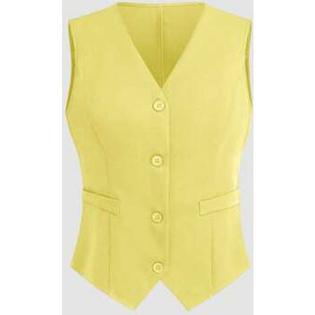 SHEIN Women&#39;s Solid Color Sleeveless V-Neck Fashion Vest Jacket, Suitable For Summer