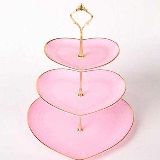 SHEIN 3-Tier Heart Shaped Cake Display Stand, Creative Wedding Birthday Party Candy Dessert Plate, Afternoon Tea Dessert Tray