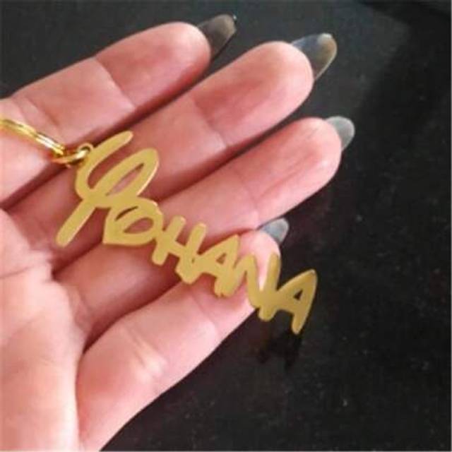 SHEIN Customized Name Tag Stainless Steel Keychain, Personalized Pendant Keyring Jewelry Giftback To School Winter Gift Ideas Boy Girl Valentine&#39;s Day
