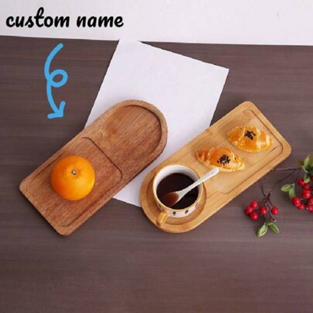 SHEIN Wooden Square Tray, Beech Wood Breakfast Small Tray, Coffee Cup Plate, Hotel Afternoon Tea Snack Plate Water Bottle