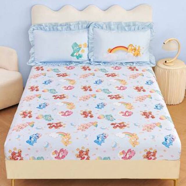 SHEIN Fashionable Cute Cartoon Bear All Over Print Fitted Sheet
