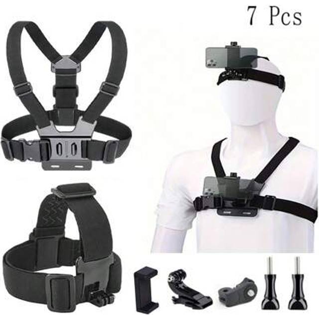 SHEIN 7 Pcs Gopro Accessories Chest Strap Pc Outdoor Cycling Off-Road Head Fixing Chest Fixing Bracket Set Sports Camera Accessories Combination