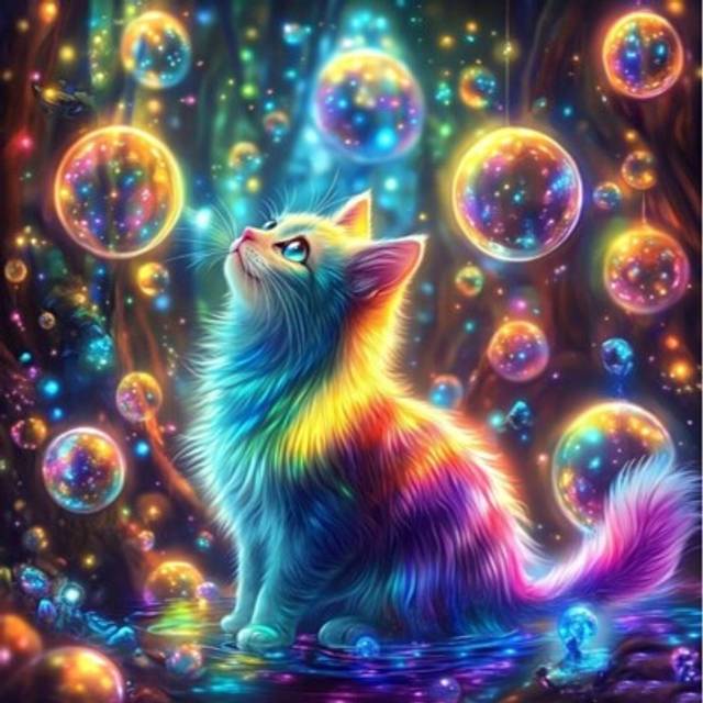 SHEIN 1 Set Of 20-30-40 Sizes Frameless Diamond Painting 5D DIY Kits, Dreamlike Bubble & Cat Space Decor, Surprise Gift