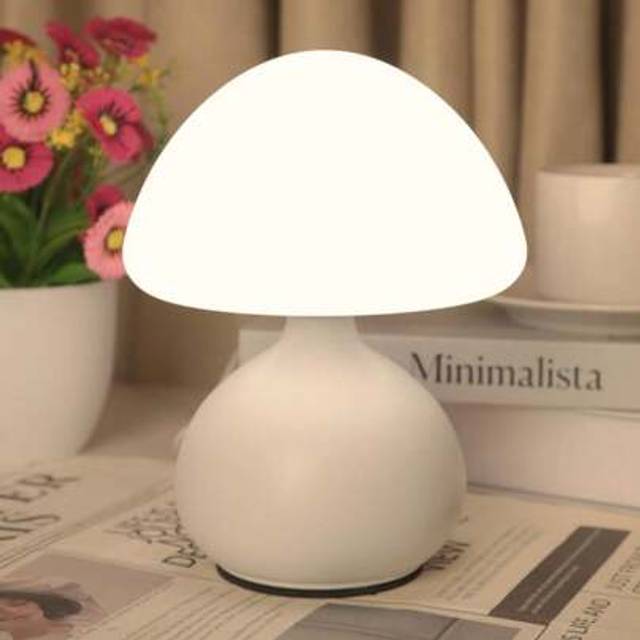 SHEIN 1pc Modern Creative Nordic Style Mushroom USB Desk Lamp With Dimmer Switch, 3 Color Temperature Adjustable, Soft Lighting For Home Decor, Suitable For