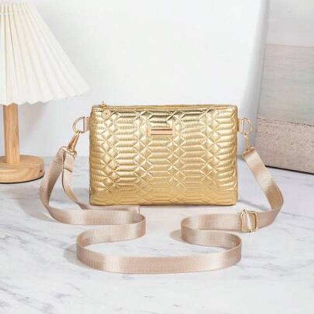 SHEIN Mini Gold Rhombus Pattern Shoulder Hand Bag