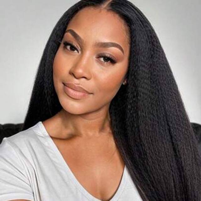 SHEIN Kinky Straight 4C 4C Kinky Edges Brazilian Remy 13x4 Lace Front Wigs Pre-Plucked Transparent Coarse Yaki Lace Closure Wigs For Women High Quality Natu