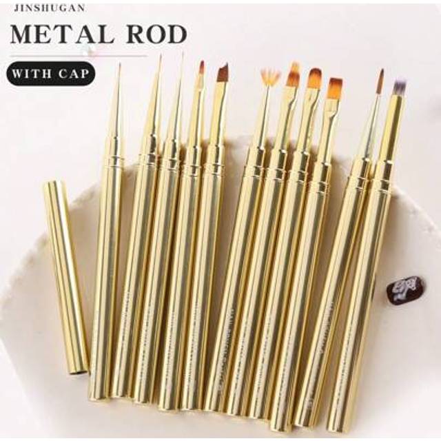 SHEIN 1/11PCS Nail Art Liner Brush Stripe Pattern Painting Brush Acrylic UV Gel Extension Drawing Carving Pen Manicure Tool Nail Brush