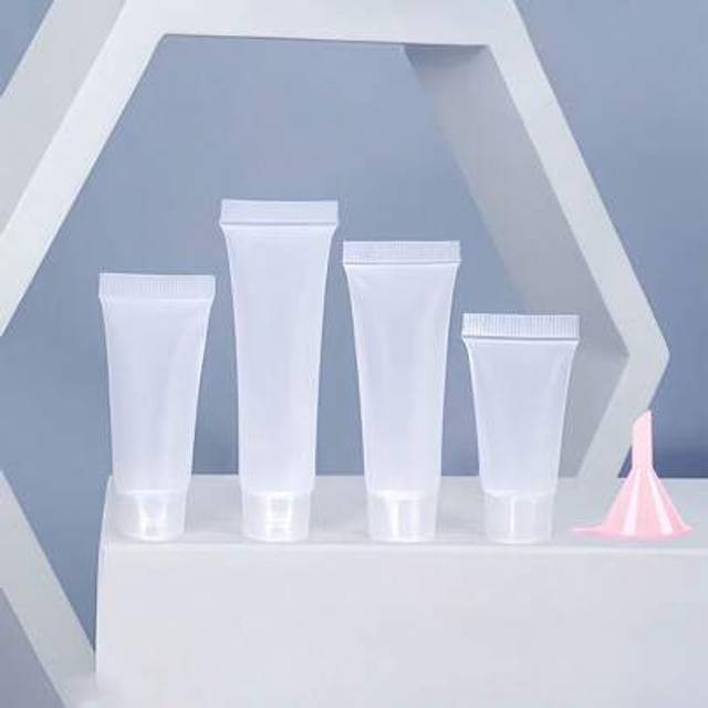 SHEIN Refillable Plastic Squeeze Tube, Translucent Cosmetic Container Soft Plastic Tube Travel Bottle, Refillable Plastic Squeeze Cosmetic Hose, Small Bottl