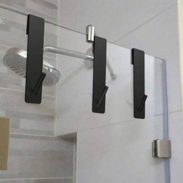 SHEIN 1pc Stainless Steel S-Shaped Shower Towel Bar, Suitable For Glass Door, Bathroom Bathrobe Hook