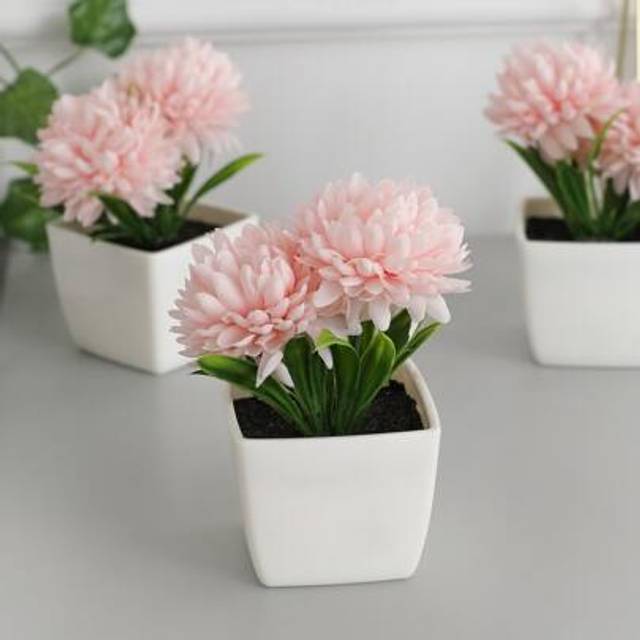 SHEIN 1pc Artificial Plant Ball Chrysanthemum Mini Potted Plant - For Indoor Decoration Such As Office Desk, Coffee Table, Bathroom, Bedroom, And For Home G