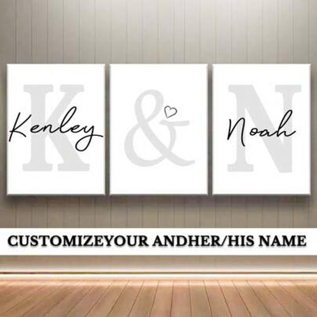SHEIN 3 Pcs Custom Tetx Poster With DIY Frame Or Frameless Poster,3 Pcs Customized Photos Canvas As Valentine&#39;s Day Gift For Your Lover,3 Pcs Personalized W