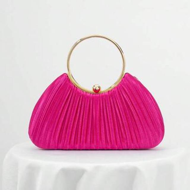 SHEIN Satin Pleated Box-Shaped Evening Clutch Bag, Suitable For Banquet, Party, Formal Dress, Prom, Chain Strap, Wedding