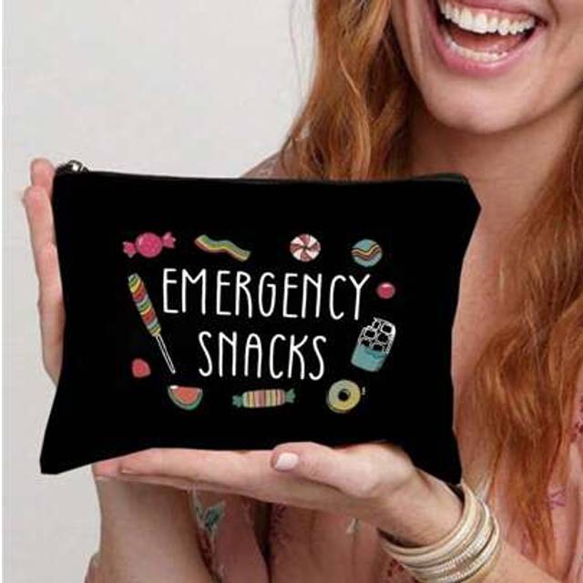 SHEIN &#34;Emergency Snacks&#34; Letter Print Storage Bag, Cosmetic Bag For Mother, Teacher, Friend, Nurse, Cosmetic Bag, Gift Bag For Female Friends, Travel Souven