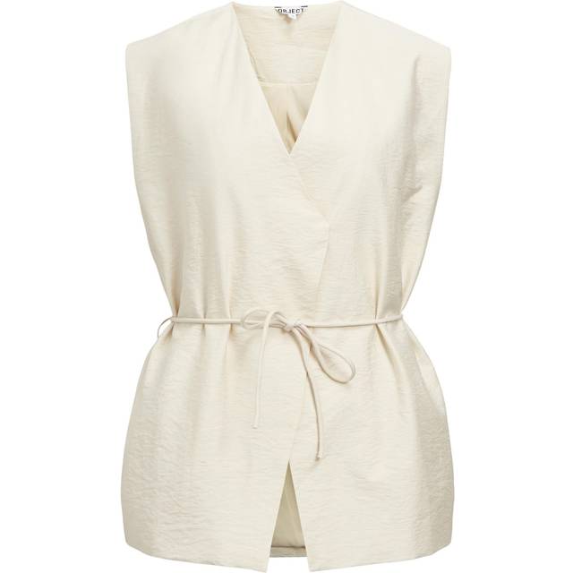 Object Objyui LO Waistcoat 137 Dam Stickade Tröjor Stl. 42 - Från Magasin - Sandshell (42)