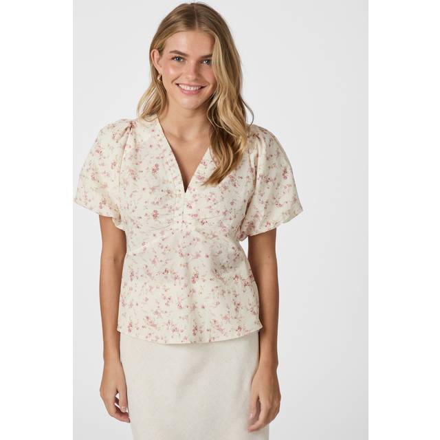 Neo Noir, Blusar & Skjortor , Dam, S, Bomull, Irina Print Blouse Dusty Rose - multicolor (S)