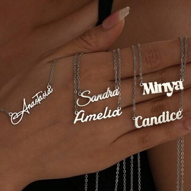 SHEIN Personalized Jewelry Name Necklace, Stainless Steel Gold Color Customizable Font Letter Chain, Suitable For Men And Women, Unique & Ideal Gift For Gir