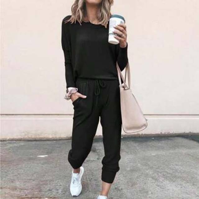 SHEIN Women&#39;s Two Piece Pajamas Set Casual Long Sleeve Sweatshirt With Long Pants Loungewear
