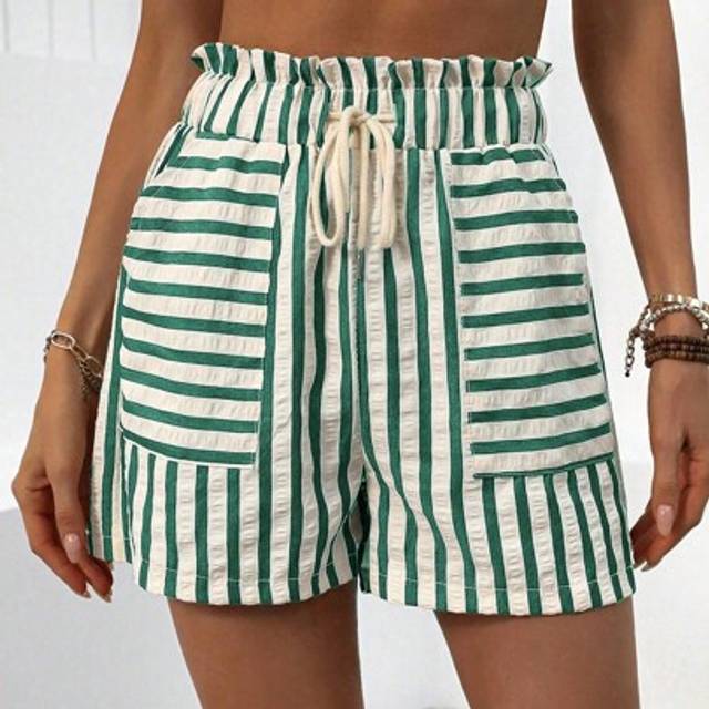 SHEIN Women&#39;s Striped Casual Shorts, Fashionable For Summer