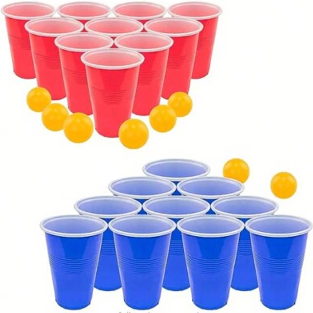 SHEIN 1set Beer Pong Kit, Portable Plastic Ping Pong Balls & Party Drinking Cup, Beer Pong Game, Christmas Games, Party Games