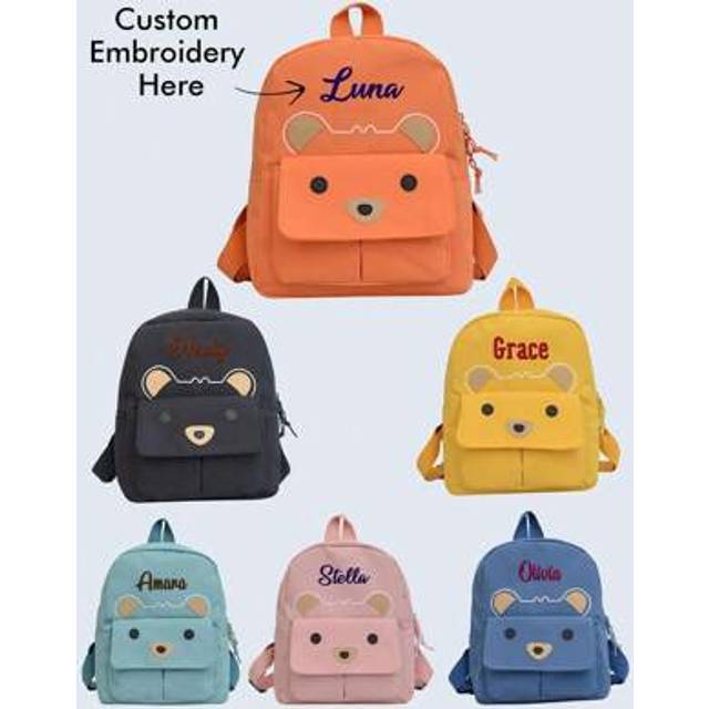 SHEIN 1pc Customizable Embroidered Cartoon Backpack With Cute Bear Pattern, Lightweight, Suitable For Boys Or Girls, Ideal For School, Travel And Daily Use,