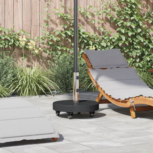 vidaXL Wheeled Parasol Base for Ø38/48mm Poles Black Granite 30 kg Round