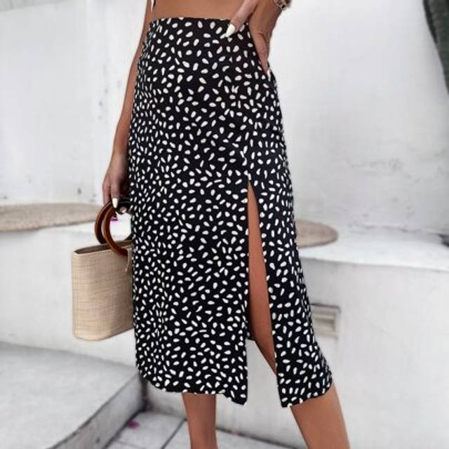 Breezaya Split Thigh Allover Print Skirt Maxi Vacation Beach Outfits Women