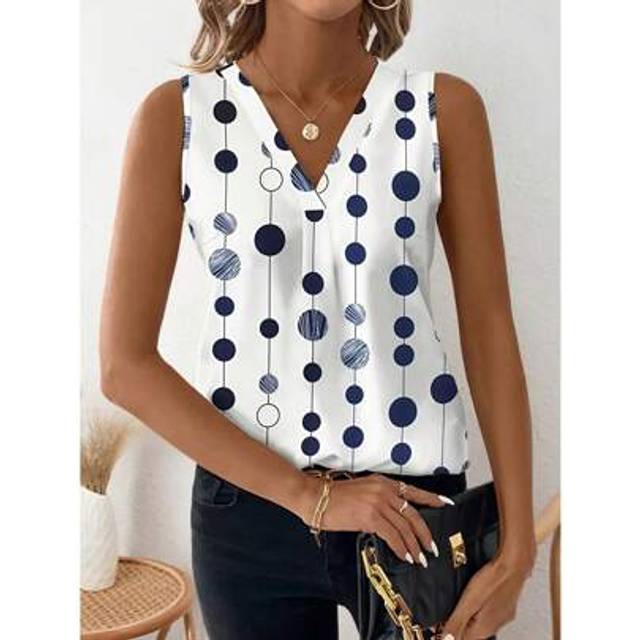EMERY ROSE Women&#39;s V-Neck Sleeveless All-Over Floral Print Casual Tank Top