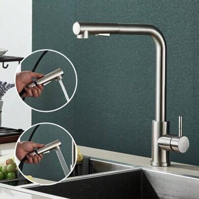 SHEIN Modern Kitchen Mixer Pull-Out Sprayer Single Handle Sink Mixer