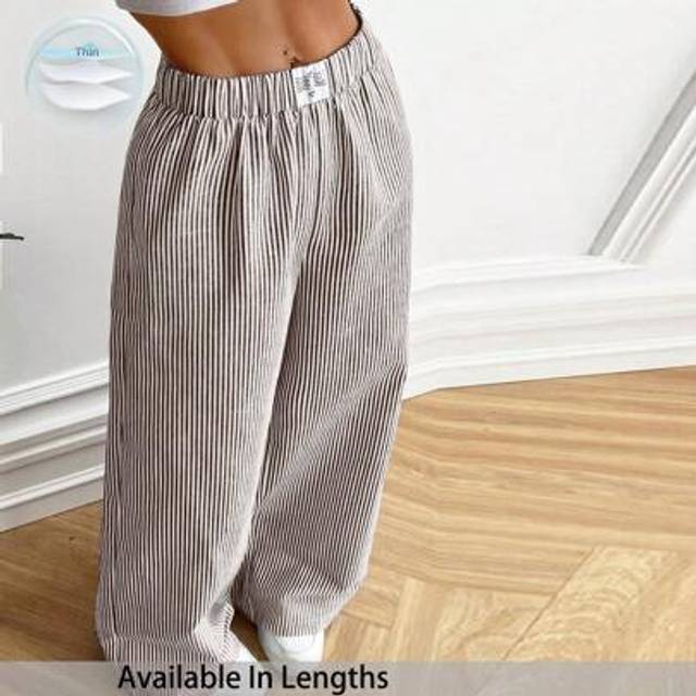 SHEIN Plus Size Women Blue Striped Woven Long Pants,Summer Pants Women S Clothes Women Wide Leg Pants Wide Leg Pants Woman