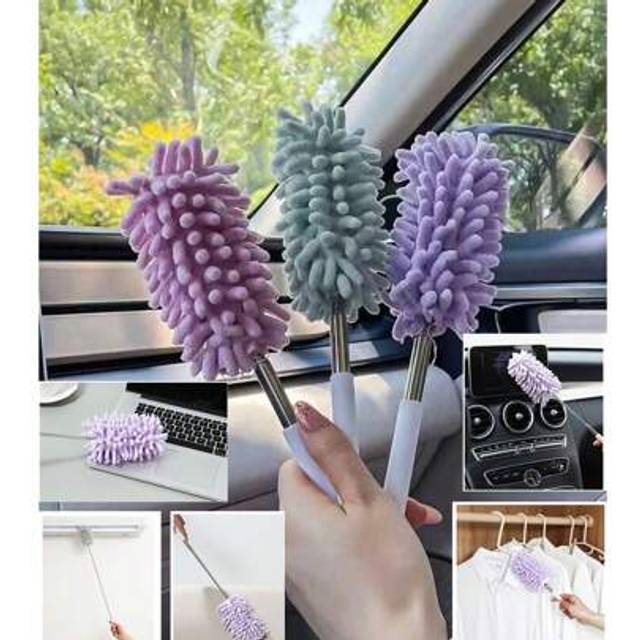 SHEIN Chenille Telescopic Feather Duster, Suitable For Desktops, Computers, Cars, Cabinets, Etc. Strong Static Adsorption Can Absorb Fine Particles, Dust, H
