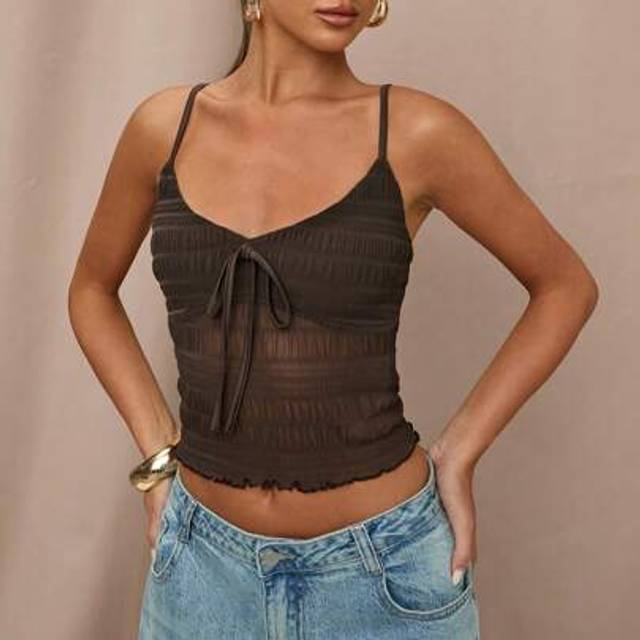 SHEIN Summer Textured Mesh Knit Camisole, Suitable For Dates, Afternoon Tea, Girlfriends Gatherings, Vacations, Beach Trips, Italy Trips, Going Out, Cruise