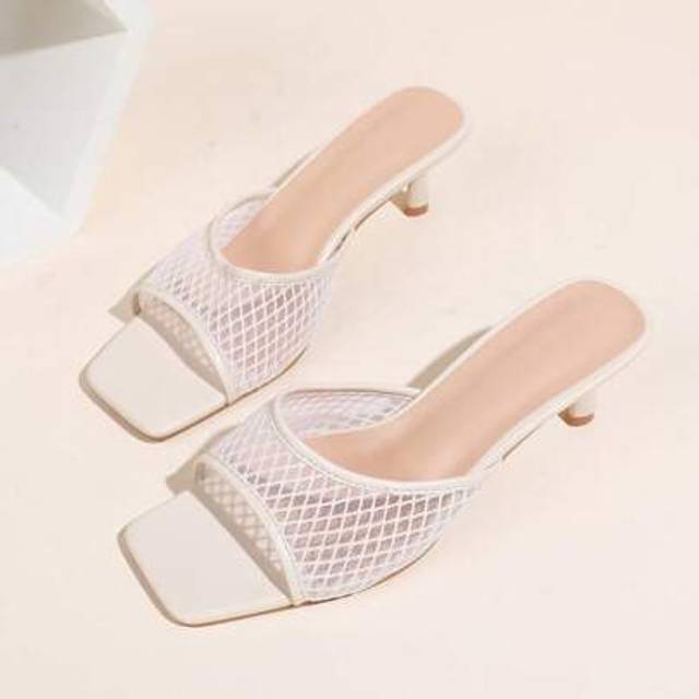SHEIN Women&#39;s Rhombus Net Pattern Stiletto Heel Sandals, 2024 New Style