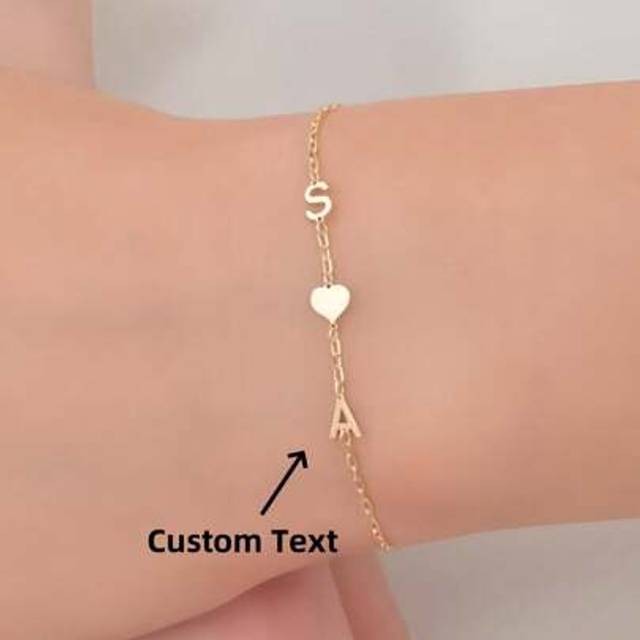 SHEIN 1pc Gold Multiple Styles Available Initial Letter Bracelet, Letter Bracelet, Couple Bracelet, Custom Bracelet, Personalized Bracelet, 18K Gold Bracele