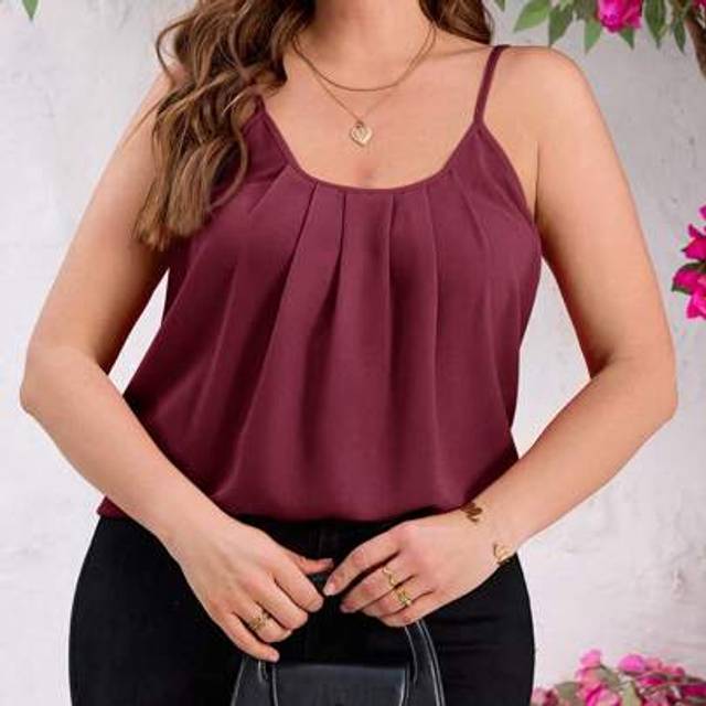 SHEIN Multi-Pack Elegant Plus Size Ladies&#39; Camisole Tops In Black, White And Red