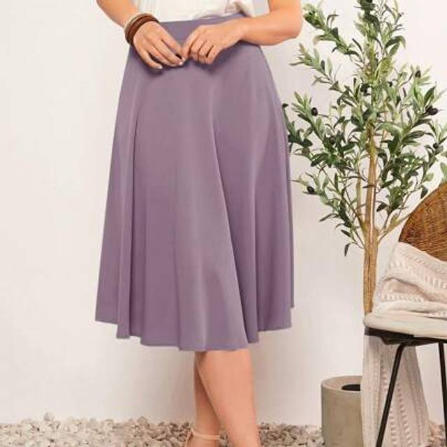 SHEIN Women&#39;s Solid Color Bias Cut Elegant Office Casual Skirt, Summer