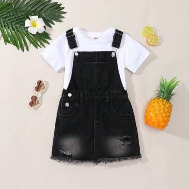 SHEIN Simple And Fashion Summer Young Girl Strap Denim Dress
