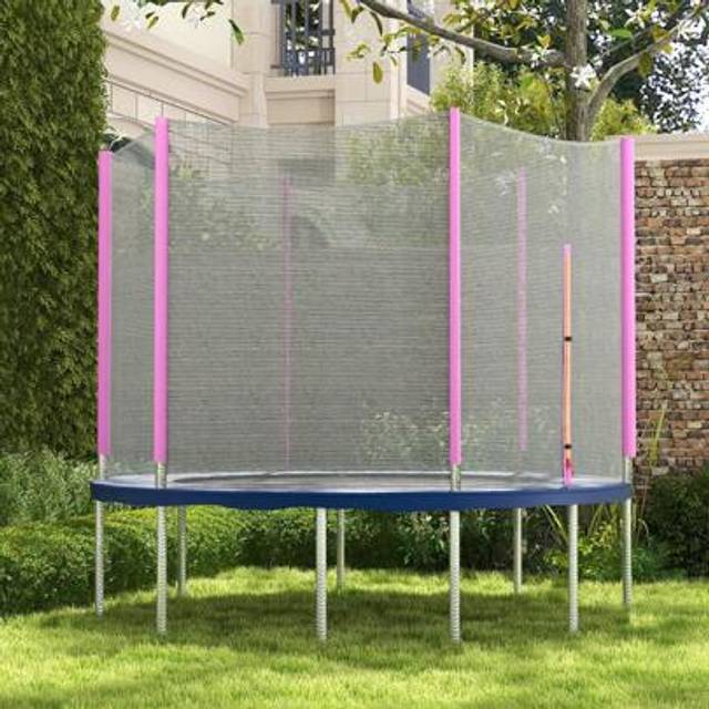 SHEIN SPORTNOW 8ft Trampoline Net Replacement With 6 Plastic Pole Covers, Weather-Resistant Trampoline Netting Replacement With Zipped Entrance, Poles Not I