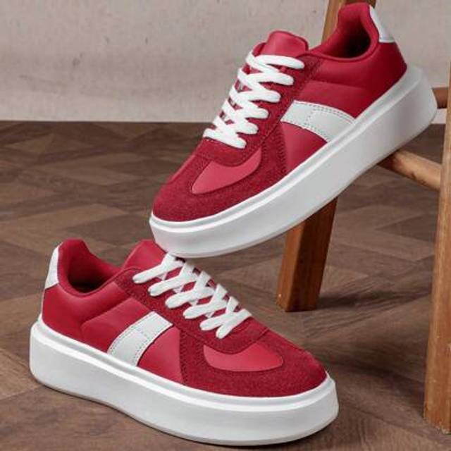 SHEIN Men&#39;s Red Classic Fashion Breathable Business Commute And Walking Casual Sneakers, Versatile For Celebration, Party, Holiday, Wedding, Vacation