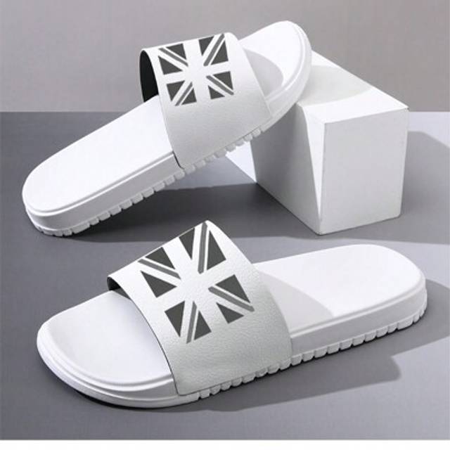 SHEIN 1 Pair Men&#39;s Custom Personalized UK Flag Design EVA Slide Sandals, Comfortable Soft & Anti-Slip Soles, Open Toe House/Shower Slippers, Spring/Summer