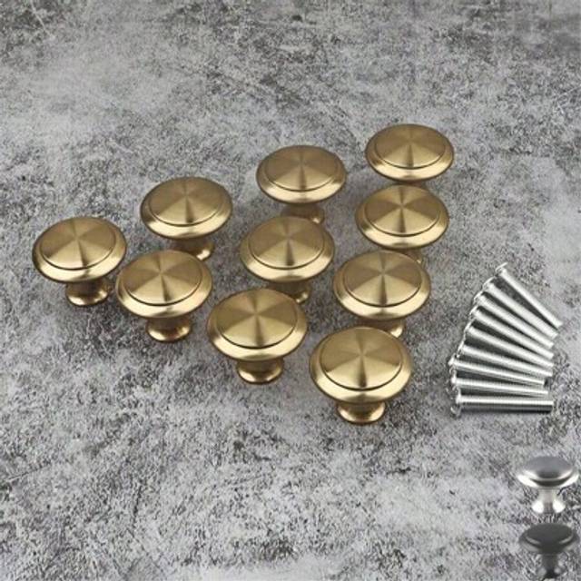 SHEIN Pack Of 20 Gold Minimalist Single Hole Cabinet Drawer Pull Handle, Round Furniture Knob For Cabinet & Wardrobe Doors Drawer Knobs, Highly Attractive C