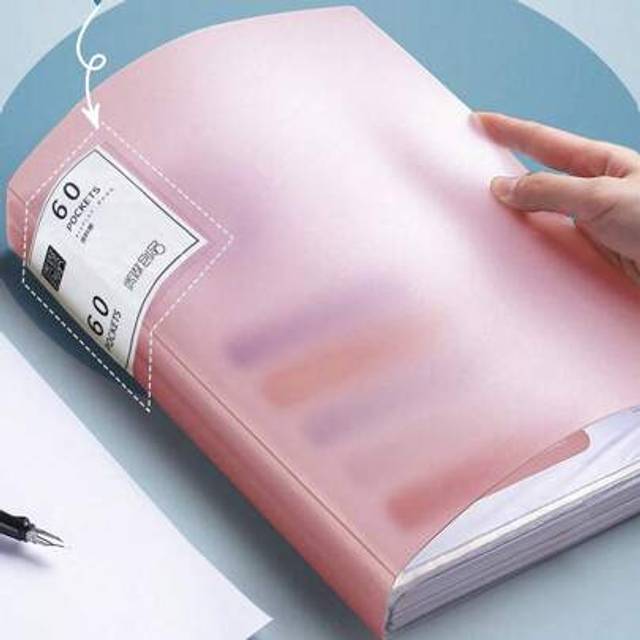 SHEIN 1pc A4 Binder Folder For Certificate/Receipt Collecting With 60/40/20 Pages, Semi-Transparent, Random Cardstock On Cover, Suitable For Sheet Music Bac