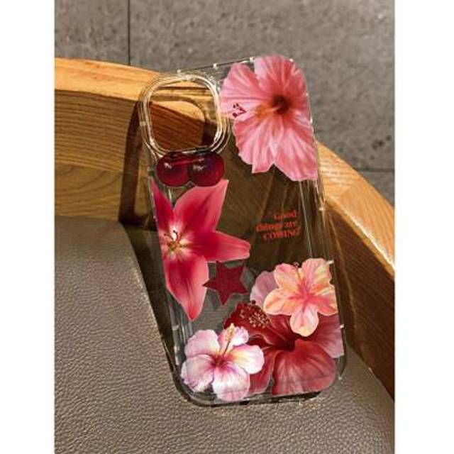 SHEIN Cherry & Flower Print Clear Case Compatible With IPhone 16/11/12/13/14/15/15pro/15 Plus/15 Promax/7plus/8plus/X/Xs Max/Xr/11pro/12pro/13pro/14pro/12mi
