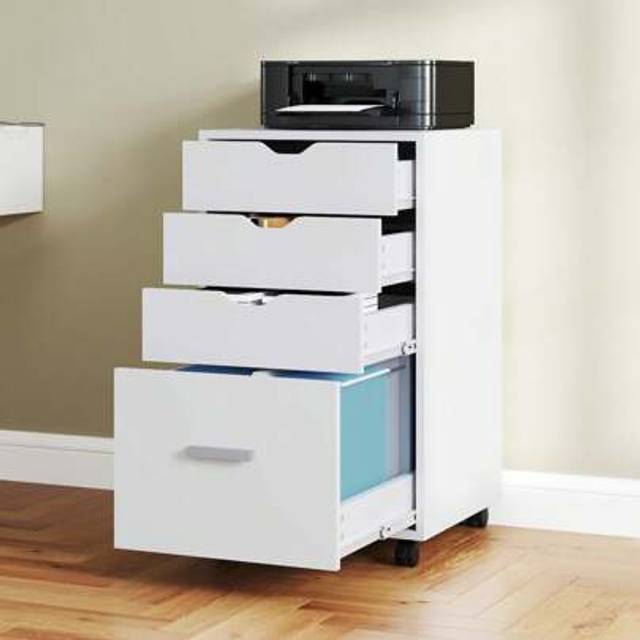 SHEIN Mobile File Cabinet, 4-Drawer Filing Cabinets For Home & Office, Storage Cabinet With Drawers 4 Wheels, Office Storage Rolling Office Cabinet, Office