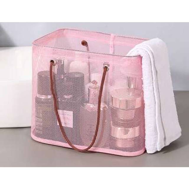 SHEIN 1pc Pink Summer Beach Bag,Travel Holiday Essentials, Spa Bag, Hot Spring Bag, Pool, Bathroom, Large Capacity, Foldable, Waterproof, Bathroom Handbag,