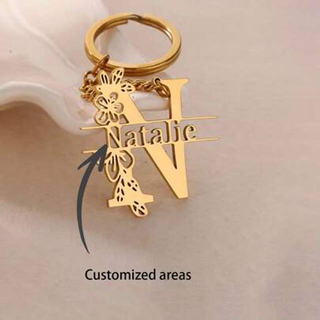 SHEIN 1PC Custom &#39;&#39;Initial Name&#39;&#39; Butterfly Flower Keychain Fashion Personalized Custom Name Unique Gift