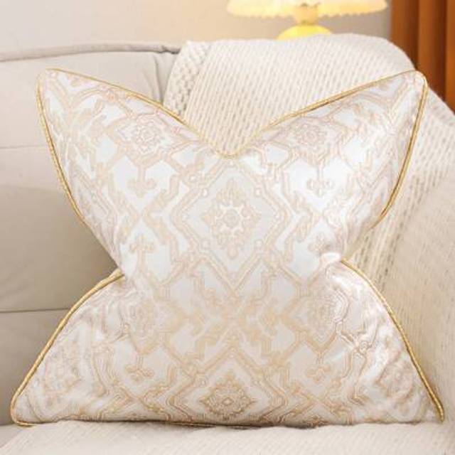 SHEIN Gold Decorative Throw Pillow Cover, Jacquard Golden Geometric Pattern For Living Room Decor