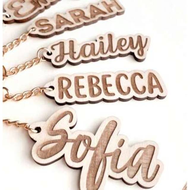 SHEIN 1 Customized Mother&#39;s Day Name Keychains, Customizable Text Names, Wedding Gift Keychains, Wedding Guest Gifts, Laser Carved Wooden Keychains, Name Pl